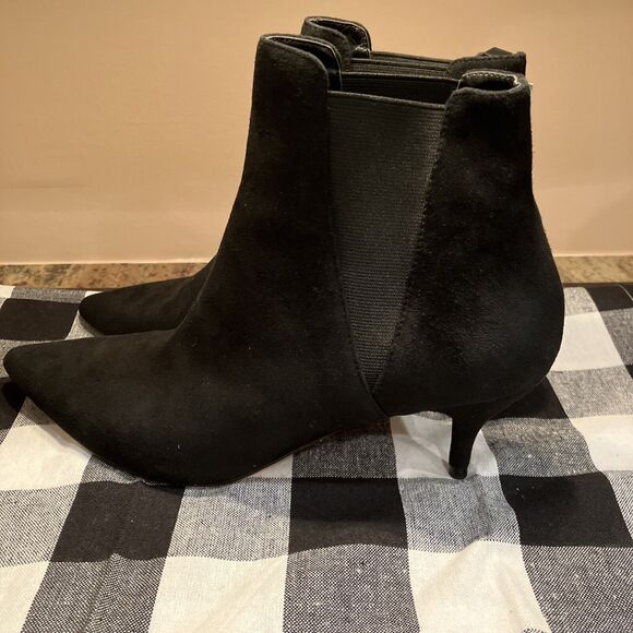 ZARA BASIC COLLECTION WOMEN BLACK SUEDE KITTEN HEEL BOOTS SHOE UK 7 EUR 40 - Picture 2 of 11